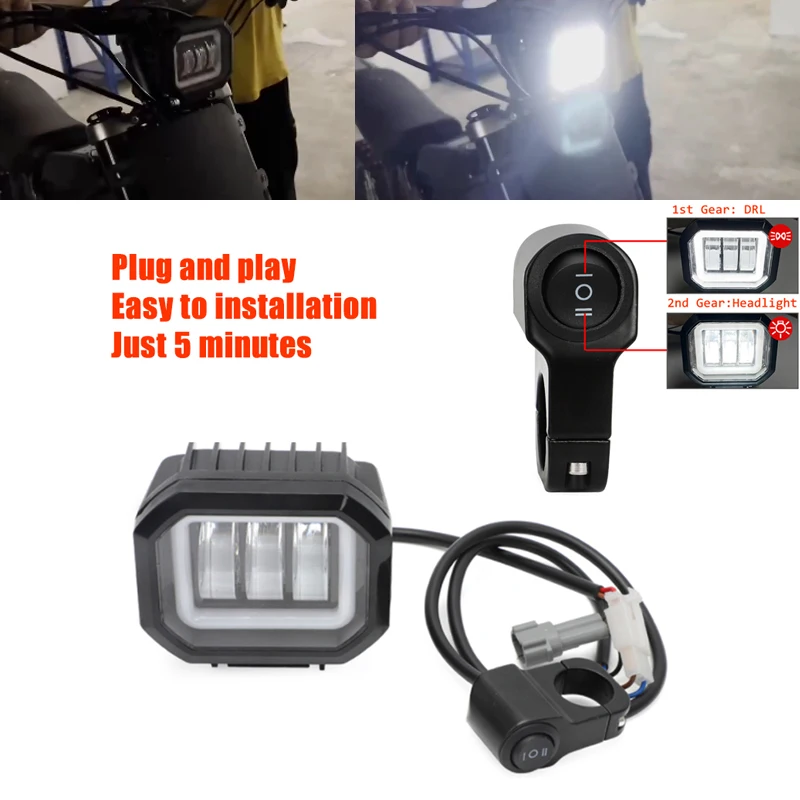 Interruptor de encendido/apagado para faro de motocicleta SurRon X Segway X260, con soporte, dos ajustes de luz, accesorio para moto Bee X