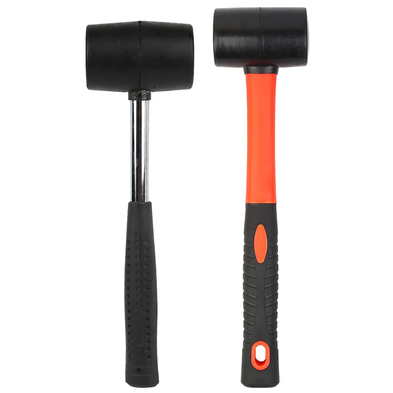 

LMDZ Rubber Shockproof Hammer Steel Handle Wear-resistant Anti-skid Hammer Round Head Non-slip DIY Multifunction Handmade Tool