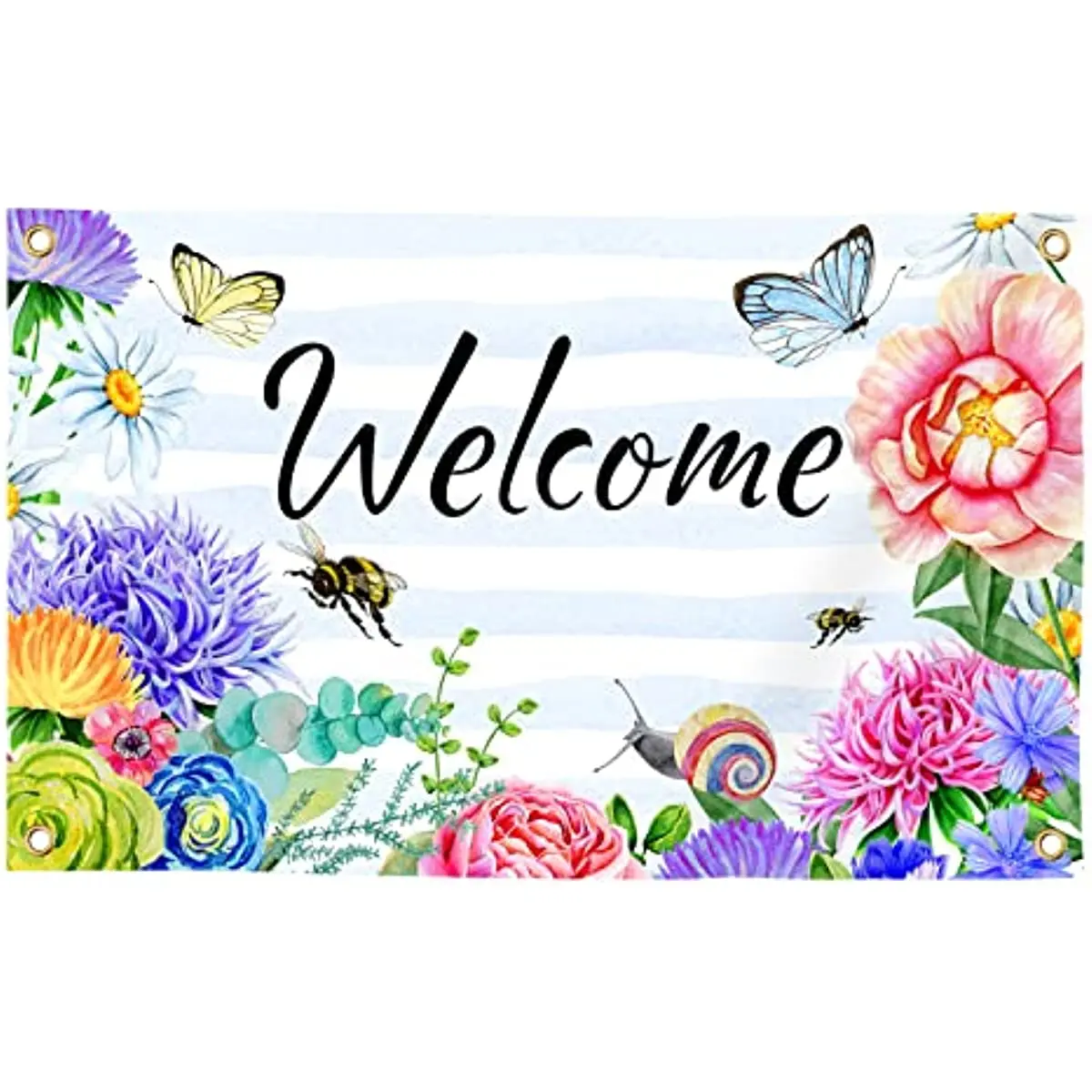 

Welcome Spring Summer Flag 3x5 FT Flower Butterfly Bee Yard House Flags Season Banner Polyester Double Stitched