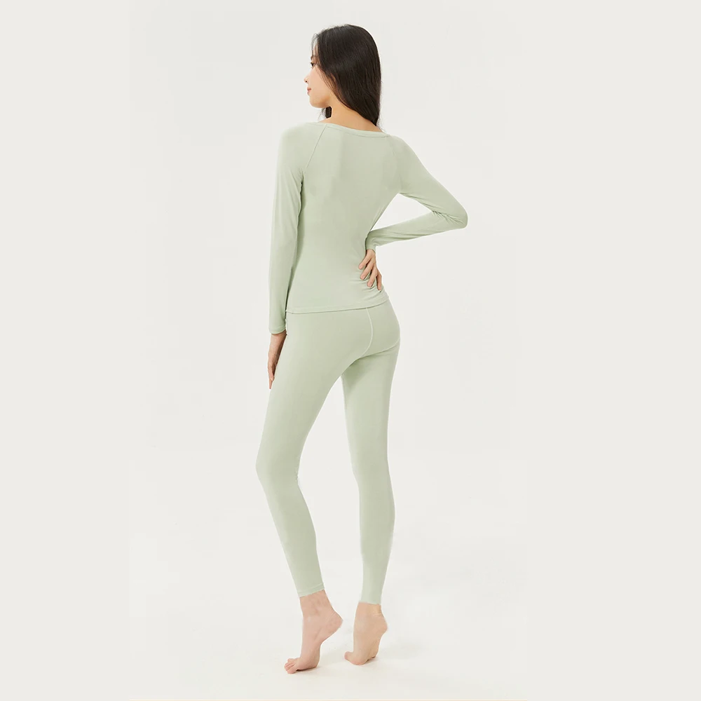 OhSunny Women's Thermal Underwear Set Solid Winter Clothes Warm Intimates Long Johns For Ladies Girl 2 Piece Sets Lingerie Set