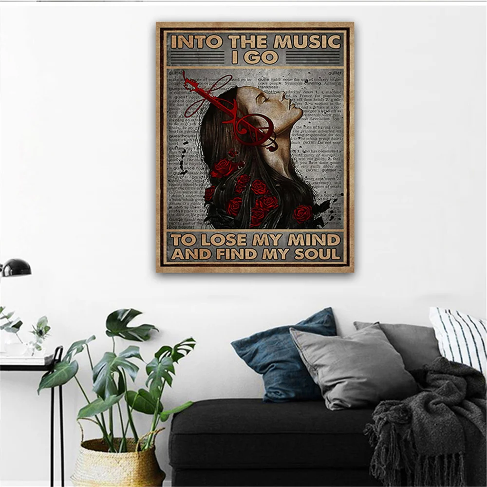 

Into The Music Igo To Lose My Mind And Find My Soul Poster Wall Art Canvas HD Prints Girl Pictures Painting Bedroom Home Decor