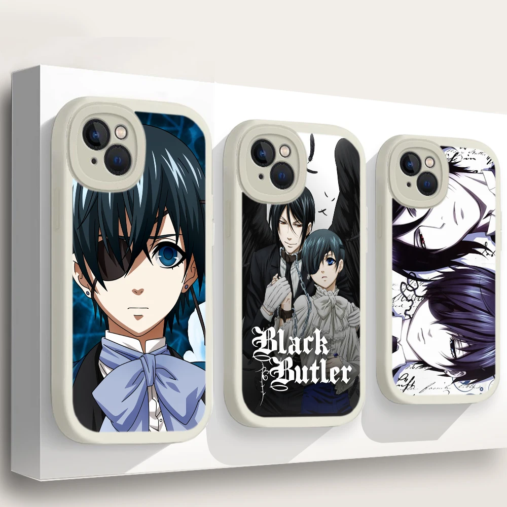 Мягкий силиконовый чехол Черный Батлер Kuroshitsuji для iPhone 15 Plus 14 13 12 11 X XS XR Pro Max Mini 8 7