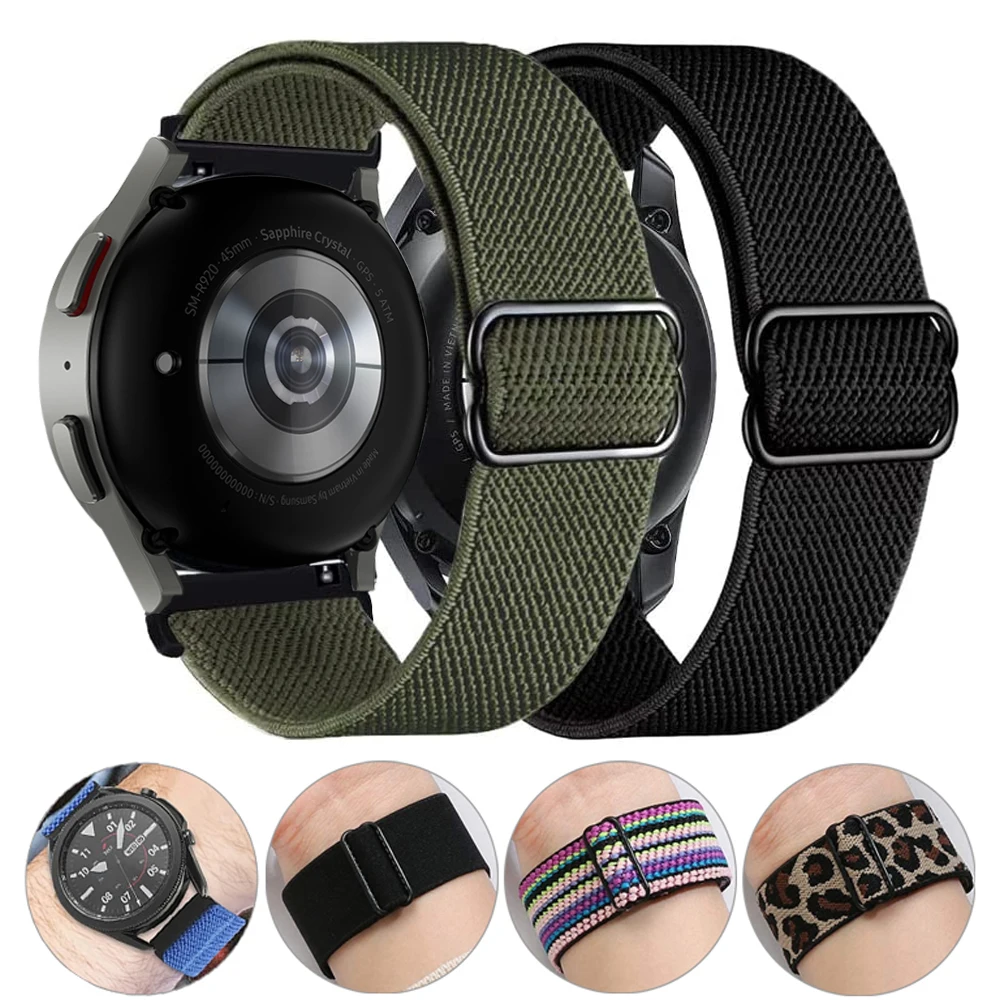 

Nylon strap For Samsung Galaxy watch 4/5/4 classic/5 Pro/Active 2/S3 Adjustable Elastic bracelet Amazfit GTS 4/3/2/2e/GTS2 mini