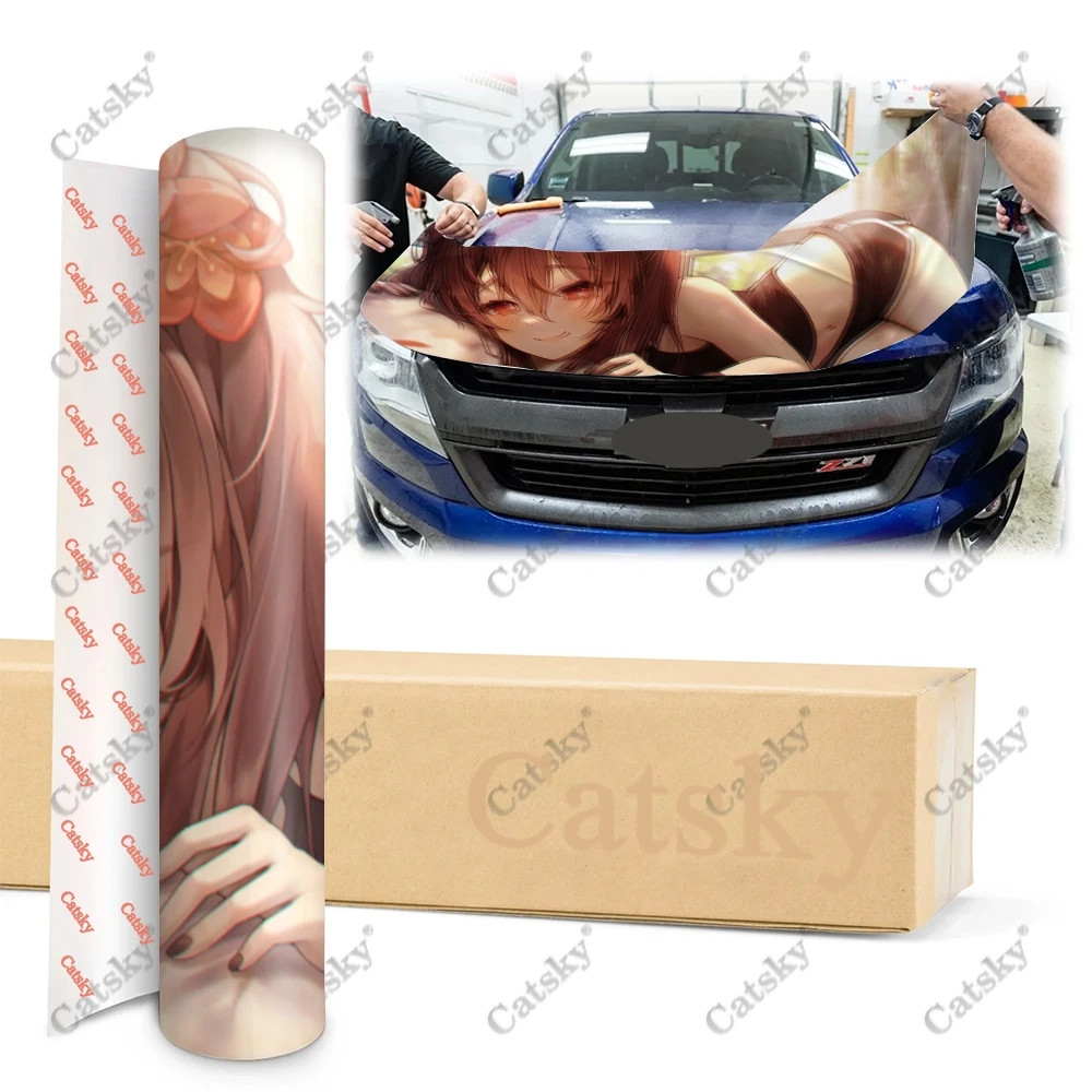 Виниловые наклейки на капот автомобиля Ху Тао (Genshin Impact) виниловая пленка крышку