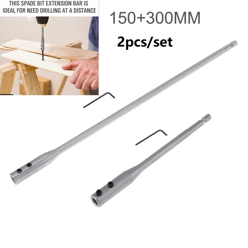 2pcs Drill Bit Extension Bar 150/300mm Wrench Set Deep Hole Shaft Hex Extention Holder Connect Rod Power Tool Accessories