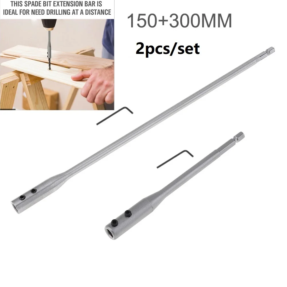 

2pcs Drill Bit Extension Bar 150/300mm Wrench Set Deep Hole Shaft Hex Extention Holder Connect Rod Power Tool Accessories