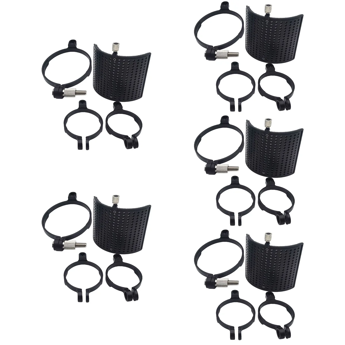 

5 Sets Convenient Microphone Isolation Shield Black Microphone Windshield with Installation Clamp