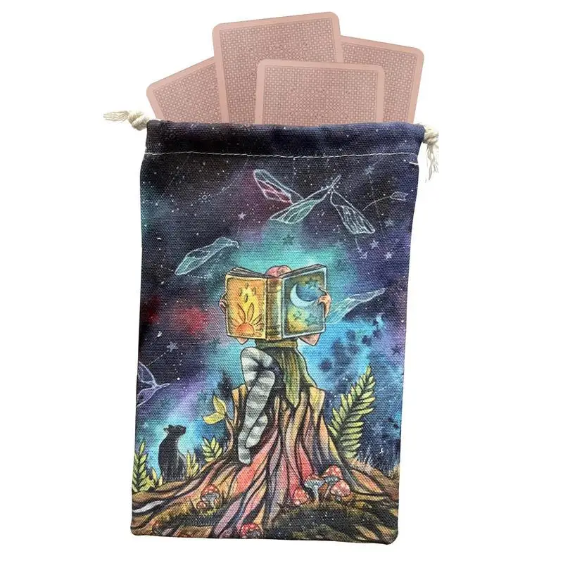 

Tarot Dice Bag Hand Gift Bags 14x22cm Drawstring Tarot Dice Bag Velvet Tarot Bag Forest Pattern Tarot Card Pouches For Tarot