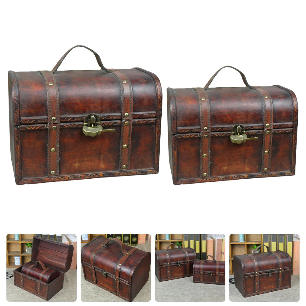 

Storage Jewelry Trinket Organizer Wood Box Holder Wooden Treasure Vintage Gift Ring Trunkstrunk