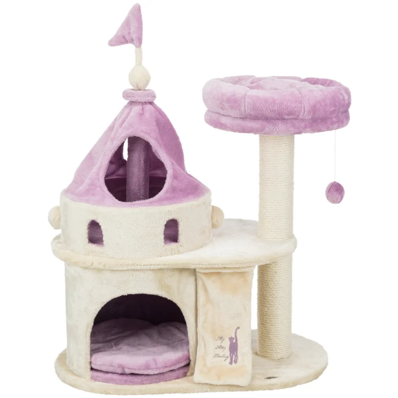 

TRIXIE My Kitty Castle Plush & Sisal 35.5" Cat Tree, Scratching Posts, Rustling Fabric, Beige cat toy cat cardboard