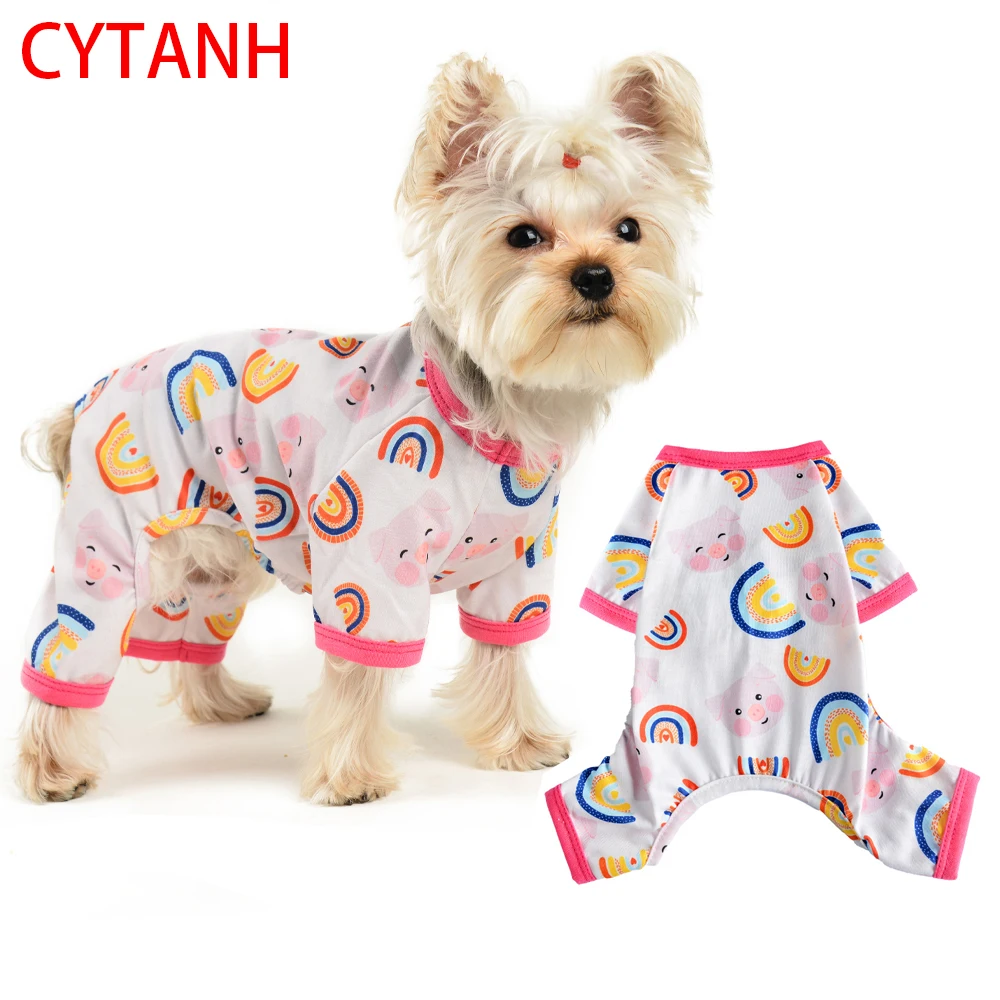 

Soft and Breathable All Seasons Cute Small and Medium Sized Clothing Pet Dog Rainbow Piggy Print Piece Dogs Clothes Comfortable