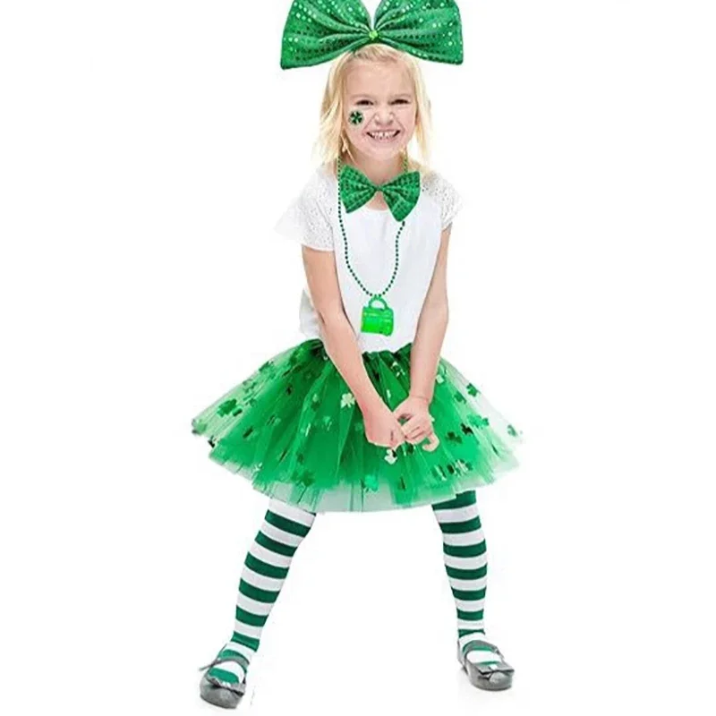 Комплект из 6 предметов зеленая юбка-пачка женские и детские головные уборы носки