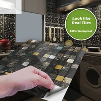 3d vinyl mosaic waterproof self adhesive tile wall sticker kitchen backsplash bathroom decorating wallpaper decor