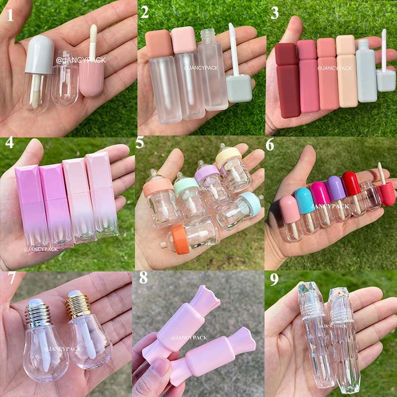 Wholesale Cute Empty Lip Gloss Tube  Empty Transparent Plastic Refillable Lip Balm Tube Packaging Material Makeup DIY Lip Glaze