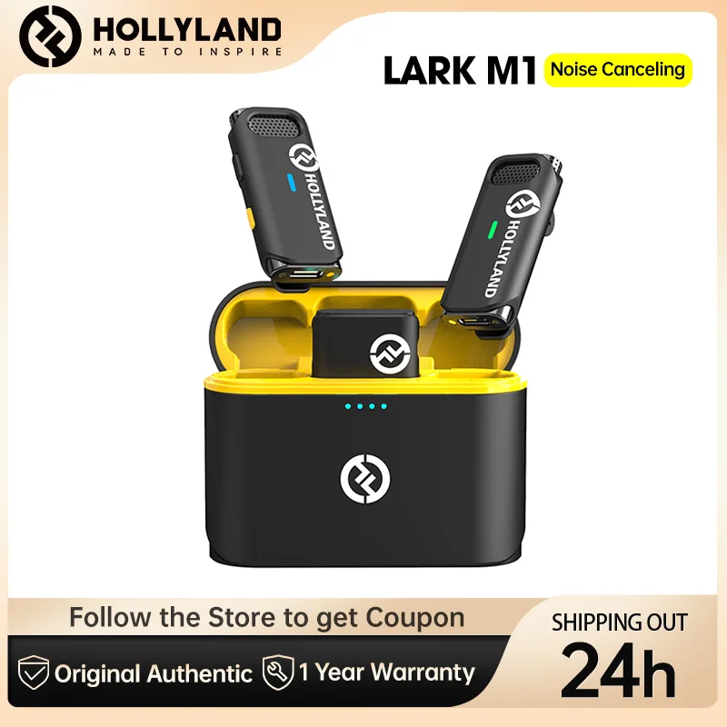 Беспроводной петличный микрофон Hollyland Lark M1, 2,4 ГГц, с зарядным чехлом, 8h, 200 м, для интервью, живого потокового микрофона Vloging