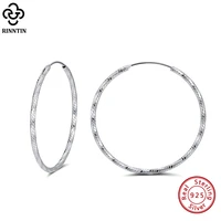 rinntin minimalism 925 sterling silver big round earings fashion brief geometric hoop earrings for women girls jewelry ape40