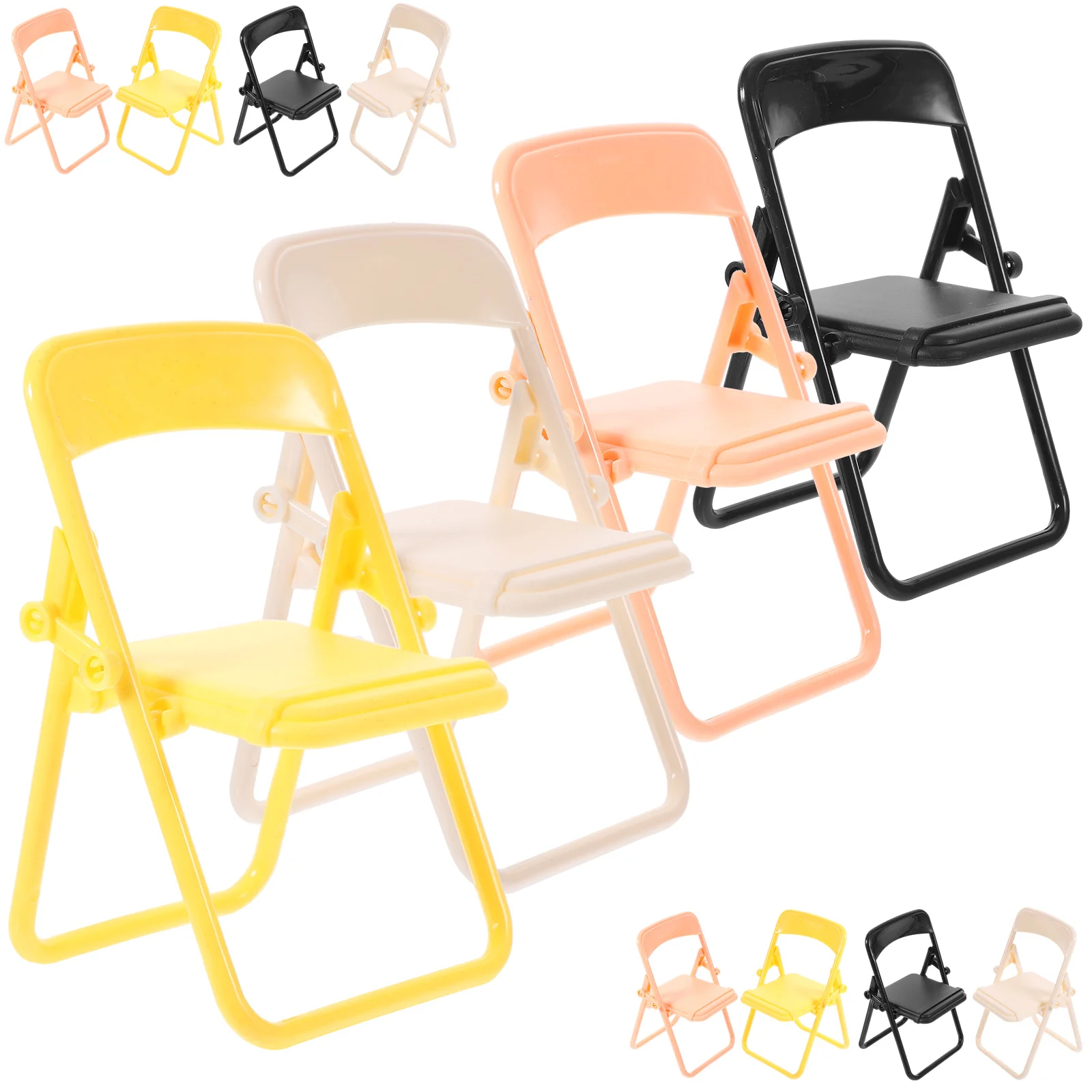 

12pcs Folding Chair Type Phone Stands Miniature Furniture House Chair Decor