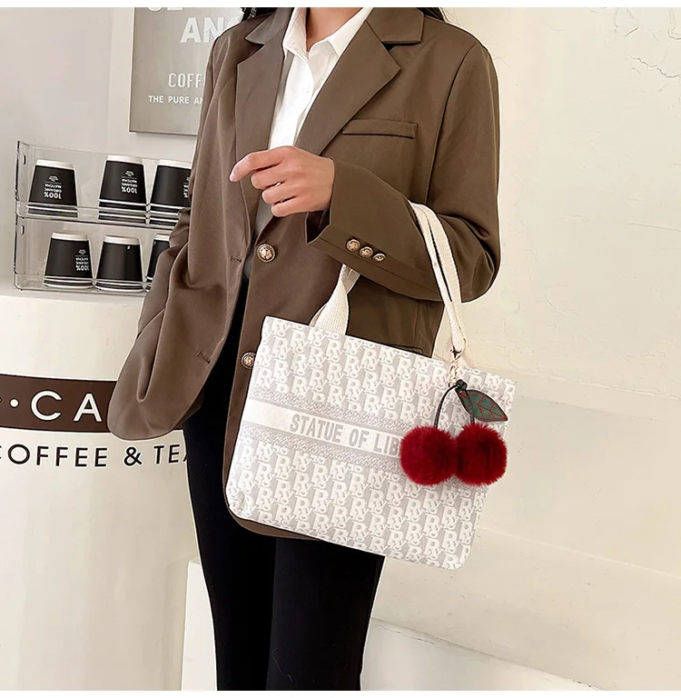 Сумка-тоут женская холщовая роскошный саквояж на плечо милый модный чемоданчик