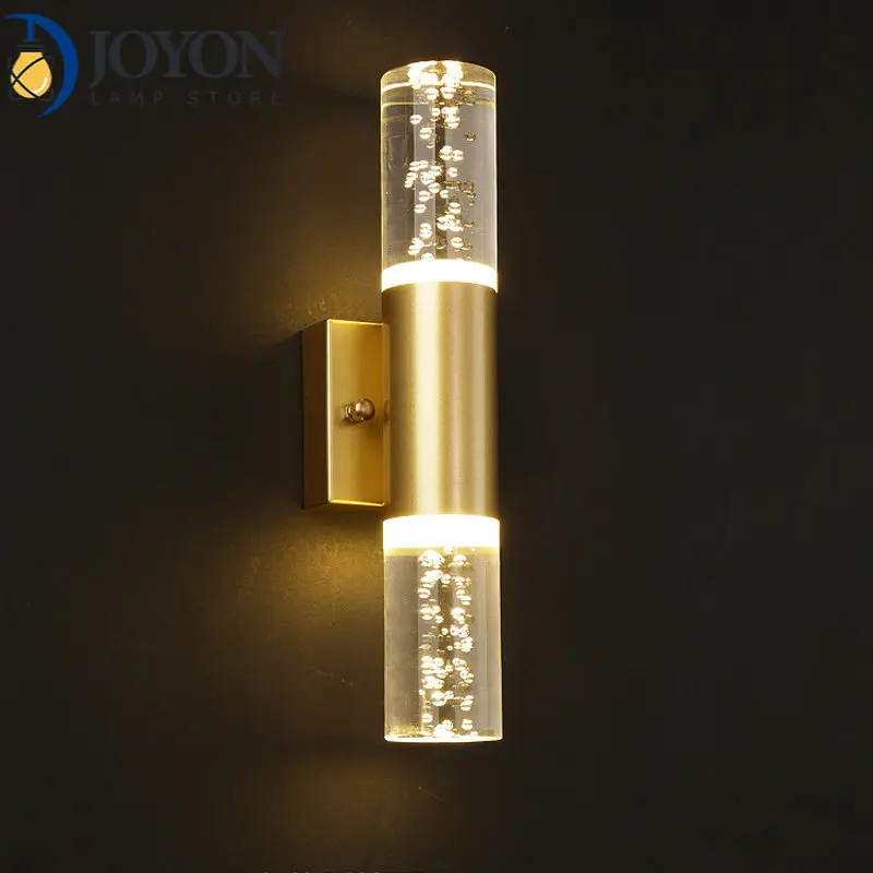 

Modern LED Wall Lamp Creative Gold Double Head Bubble Crystal Wall Light Home Hotel Restaurant Aisle Hallway Bedroom Lighting