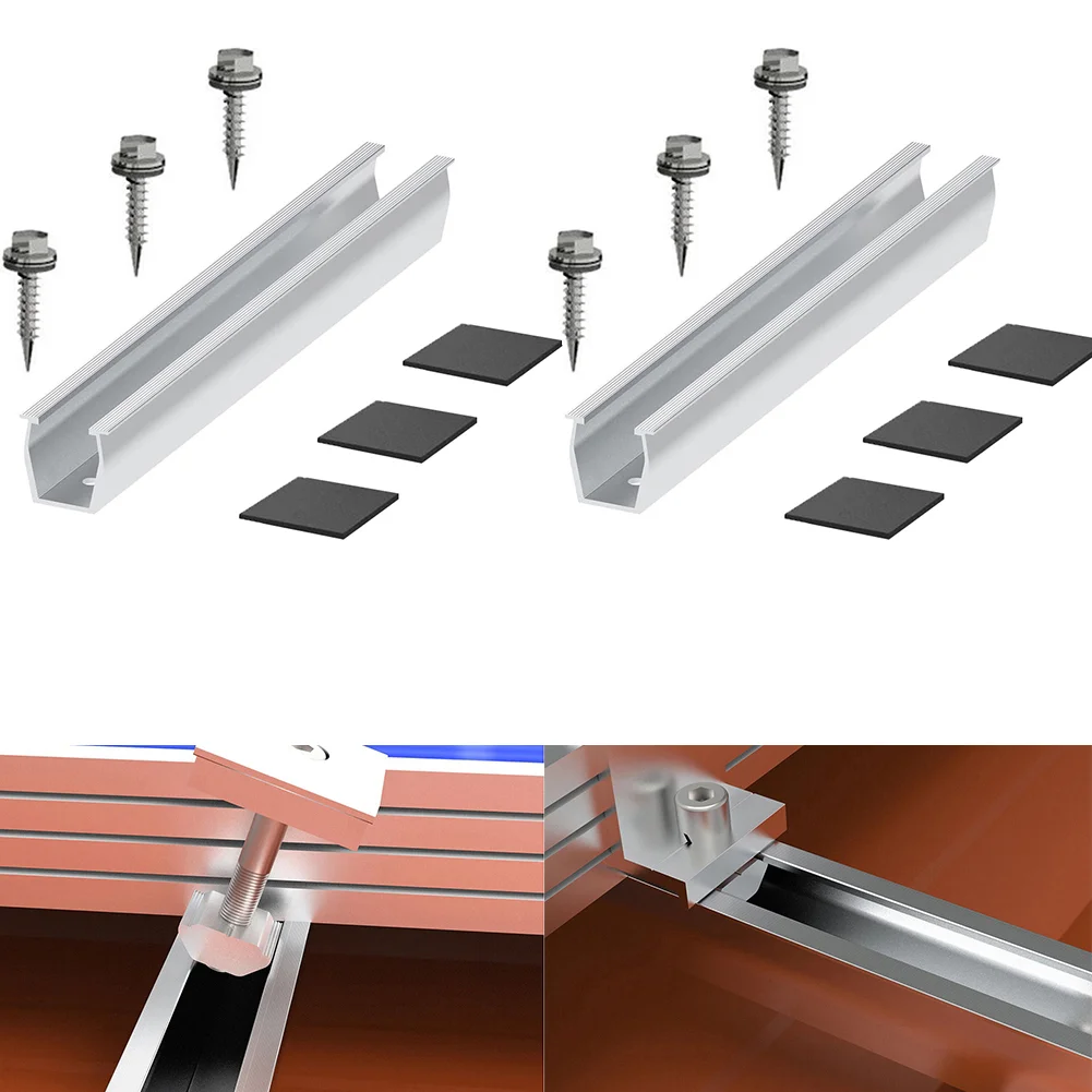 

1/2/4set Solar Panel Racking Guide Rail Solar Panel Photovoltaic Mounting Bracket 200mm Aluminum Alloy Balcony Fastening