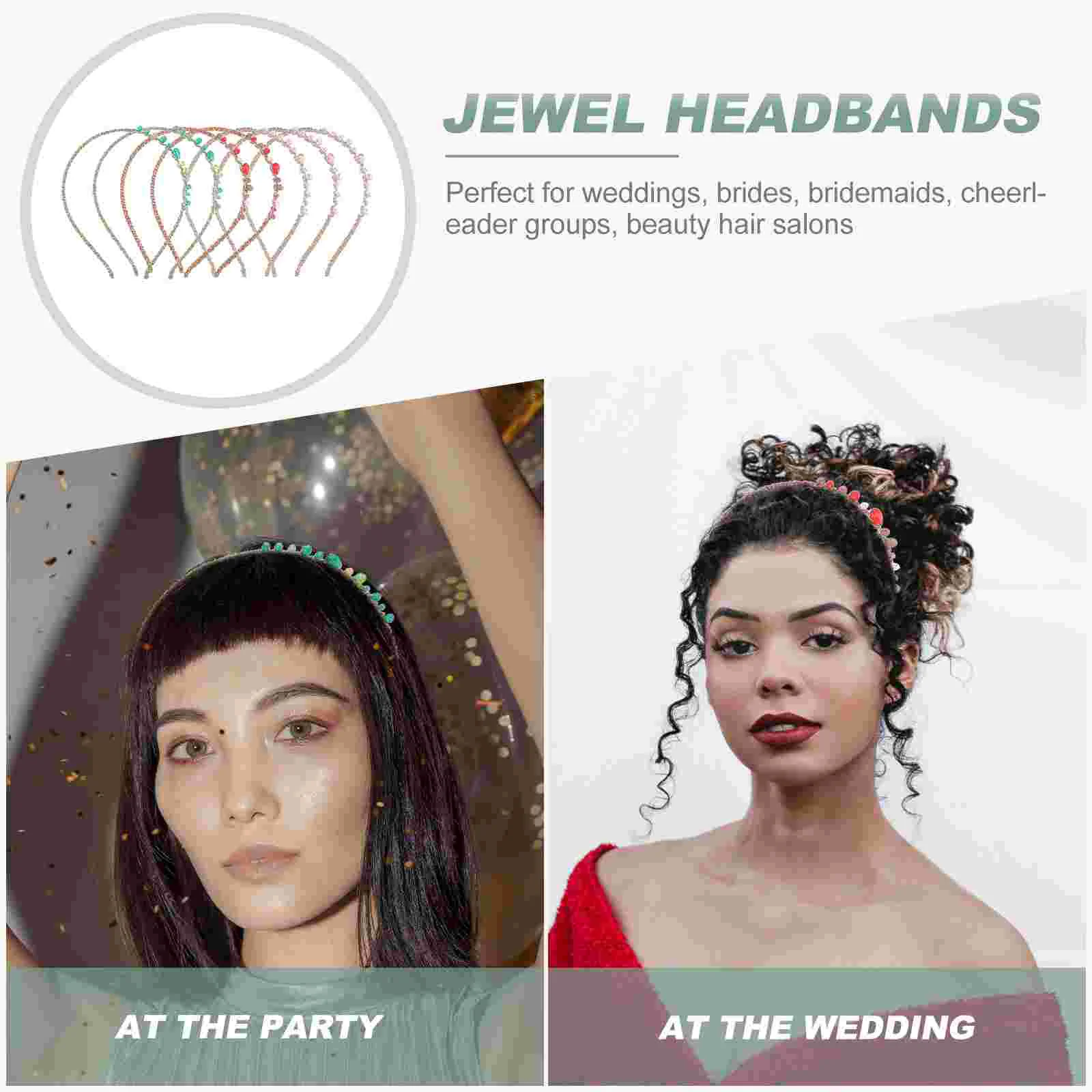 7 шт. повязки на голову с драгоценными камнями для девочек и женщин блестящие