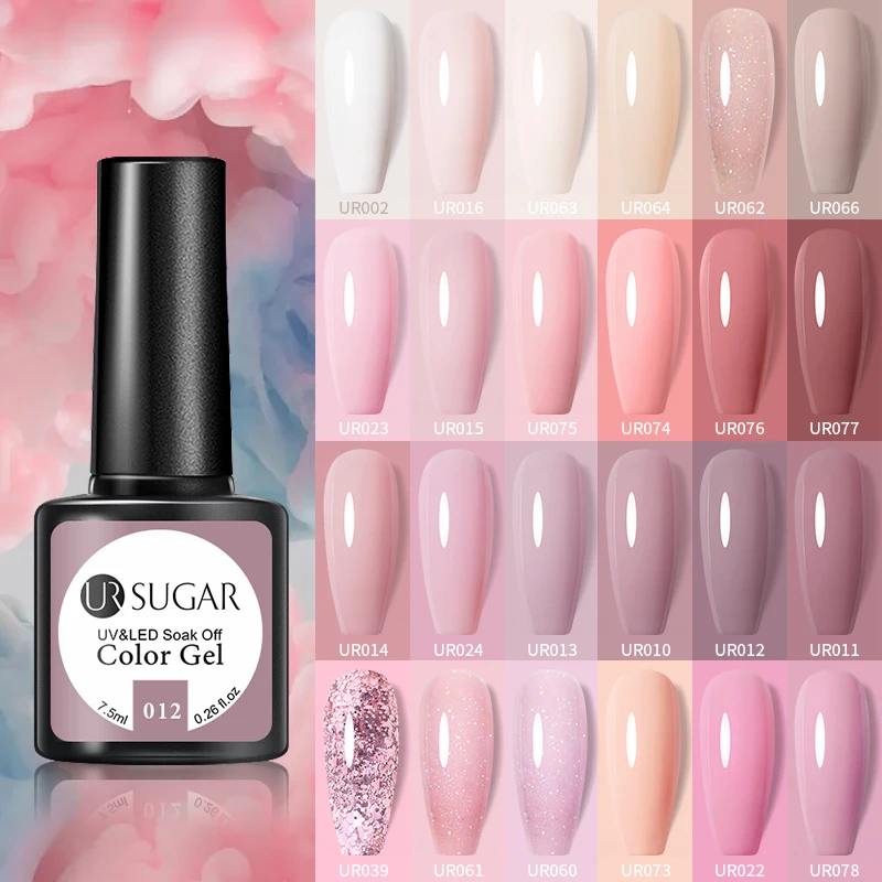 

UR SUGAR Pink Nail Gel Polish 7.5ml All For Manicure Semi Permanent Soak Off Gel UV LED Varnishes Gel Nail Art Design