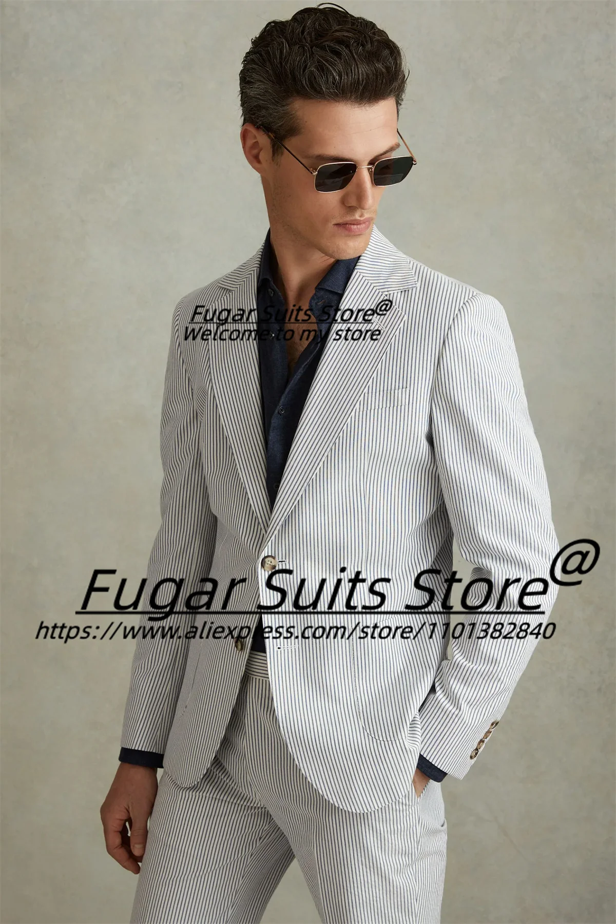 Мужские костюмы в белую полоску облегающие деловые смокинги для жениха с
