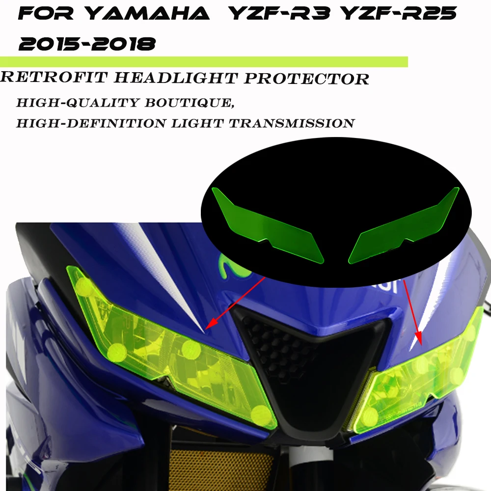 

For YAMAHA YZF-R3 YZF-R25 2015-2018 Motorcycle Headlight Cover Protective Screen Lens Acrylic Protective Cover Lampshade