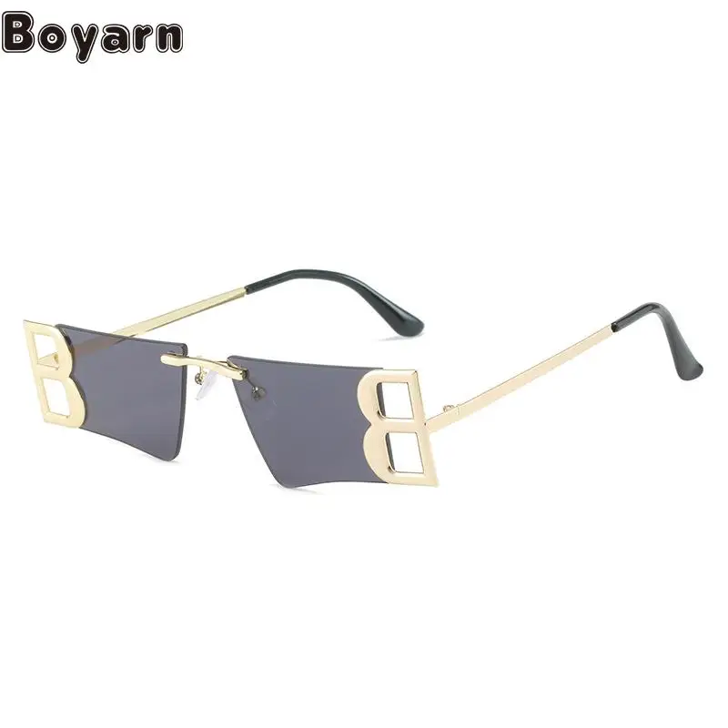 

Boyarn 2022 New Rimless Sunglasses Europe And The United States Net Red Ins Same B-shaped Glasses Personalized Cut Edge Funny Su