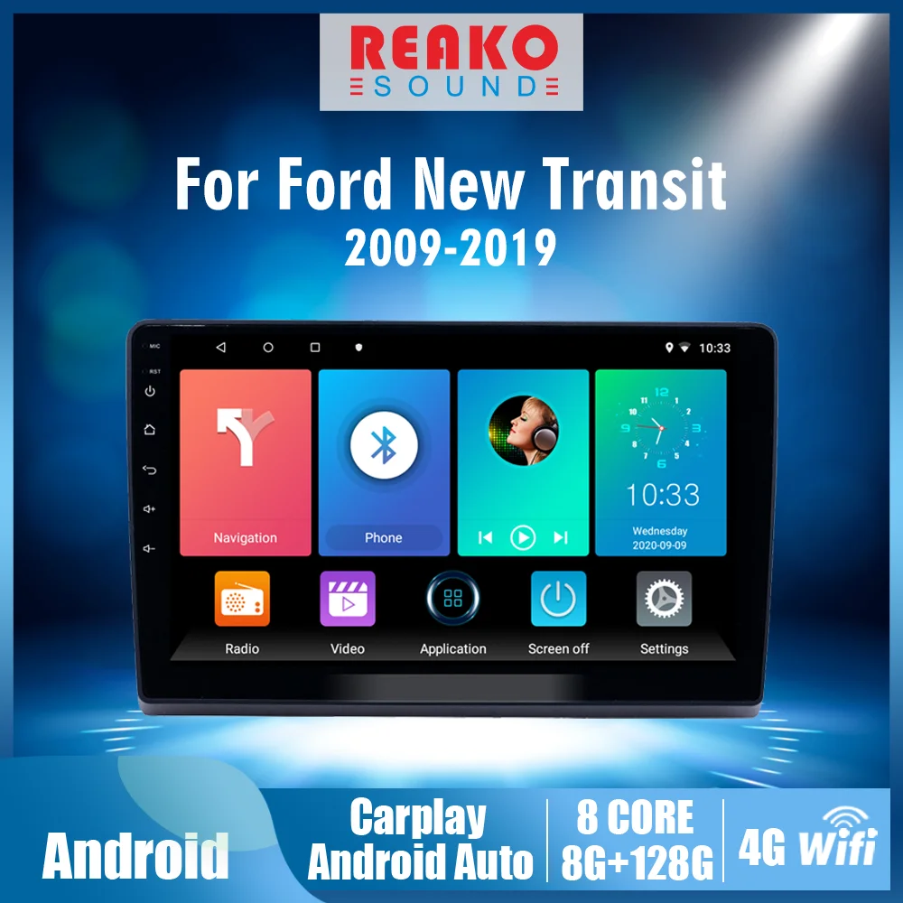 

4G 2 Din Car Multimedia Player 9 Inch Wifi GPS Navigation For Ford Transit 2009-2019 Android Carplay Head Unit Autoradio