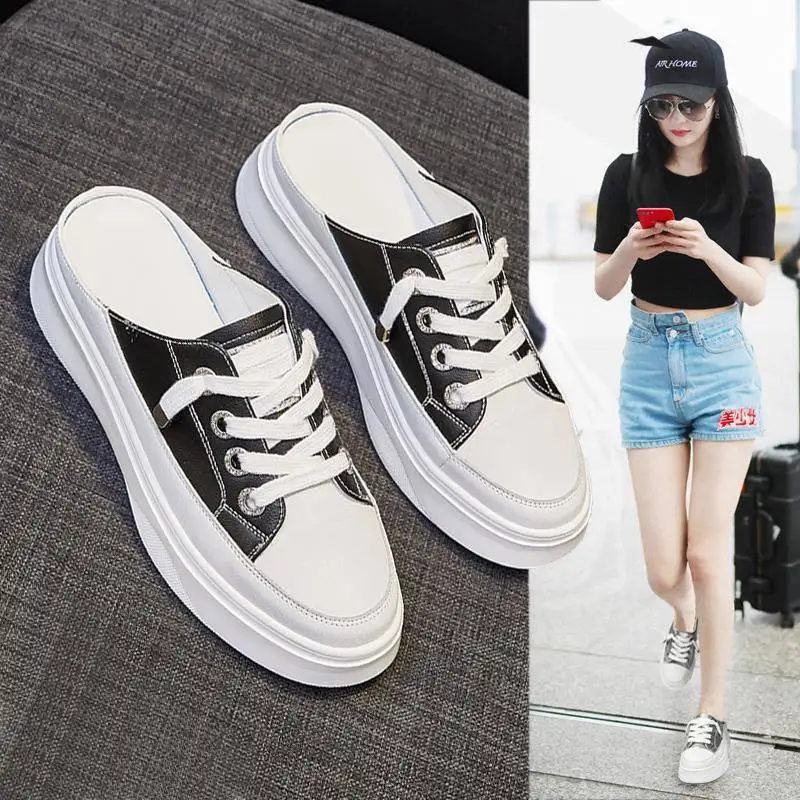 YeddaMavis Black Silver New Summer Women Shoes Flat Sneakers Women Casual Shoes Low Upper Lace Up Platform Woman White Shoes