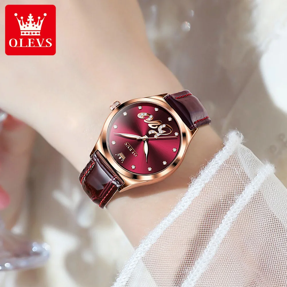 OLEVS Top Brand Luxury Quartz Watch for Women Waterproof Sport Wristwatch Fashion Leather Strap Female Watch Relogio Feminino