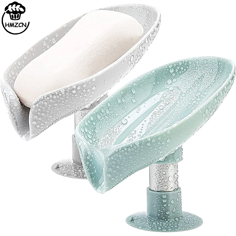 

2PCS Suction Cup Soap dish For bathroom Shower Portable Leaf Soap Holder Plastic Sponge Tray For Kitchen Bathroom accessories