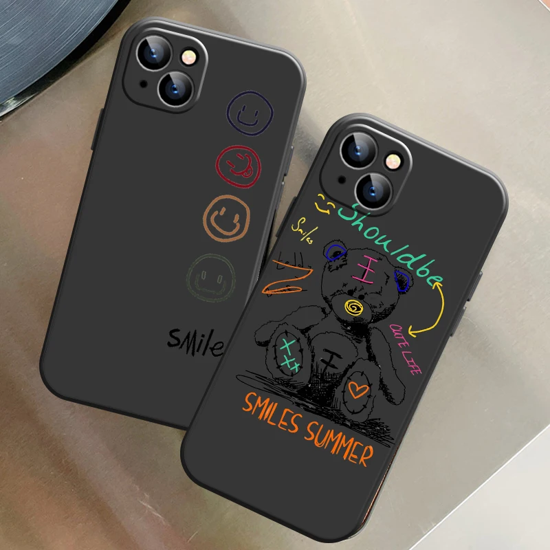 

Fashion Smiling Face Cute Cartoon Painting Phone Case For Apple iPhone 13 12 11 Pro 12 13 Mini X XR XS Max SE 6 6s 7 8 Plus