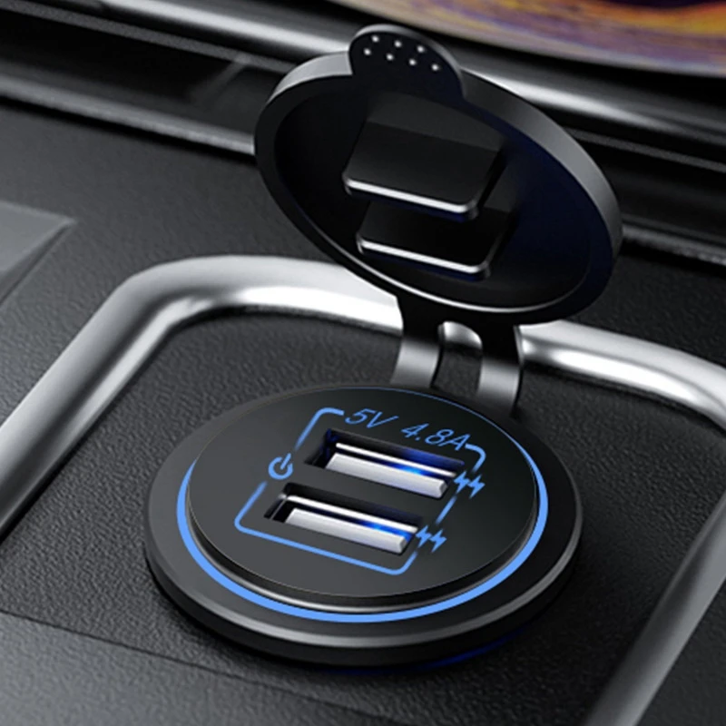 

Dual USB Socket Outlet Press Switch 5V 4.8A Fast Charge