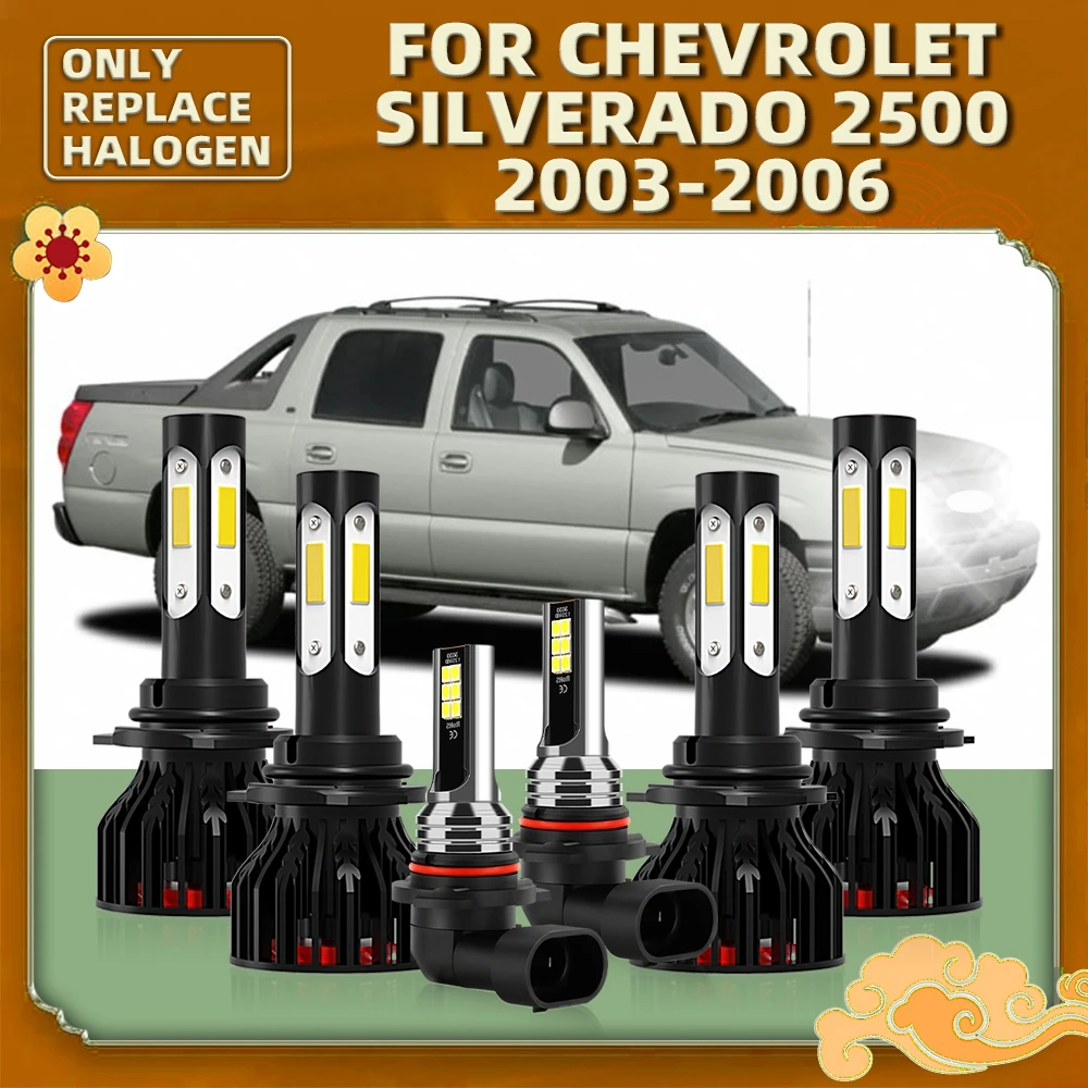 Led 4-sides Headlamps For Chevrolet Silverado 2500 2003 2004 2005 2006 Auto Fog Lamps 6000k Luces 12v Light