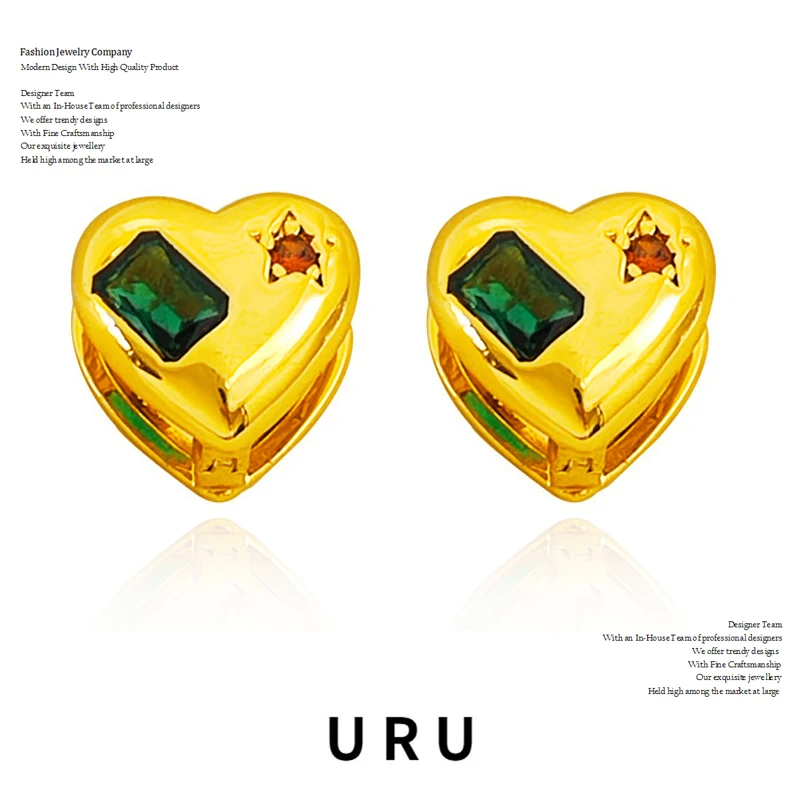 

Modern Jewelry Cool Heart Earrings For Women Girl Gifts Hot Sale High Quality Brass Both Side Love Stud Earrings Dropshipping