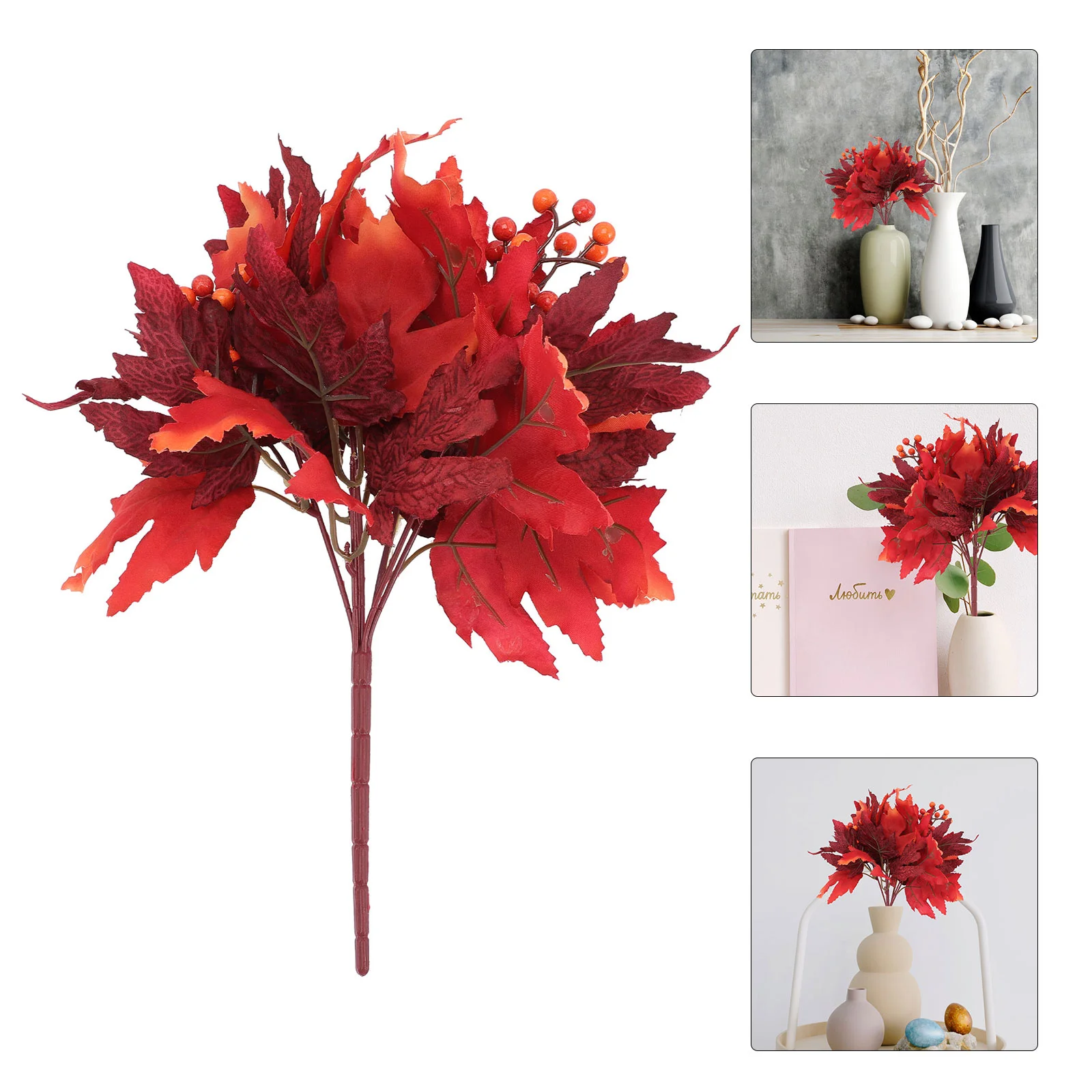 

Maple Leaf Fall Leaves Stems Artificial Autumn Stem Branches Faux Centerpieces Fake Table Thanksgiving Decor Decoration Vase