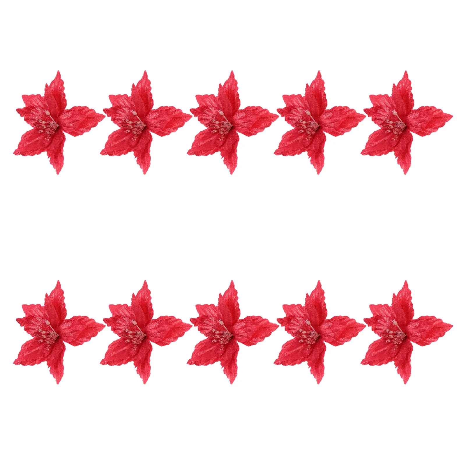 

Flowerflowers Poinsettia Poinsettias Artificial Ornaments Decorations Hanging Decor Silk Picks Glitter Tree Decorative Fake