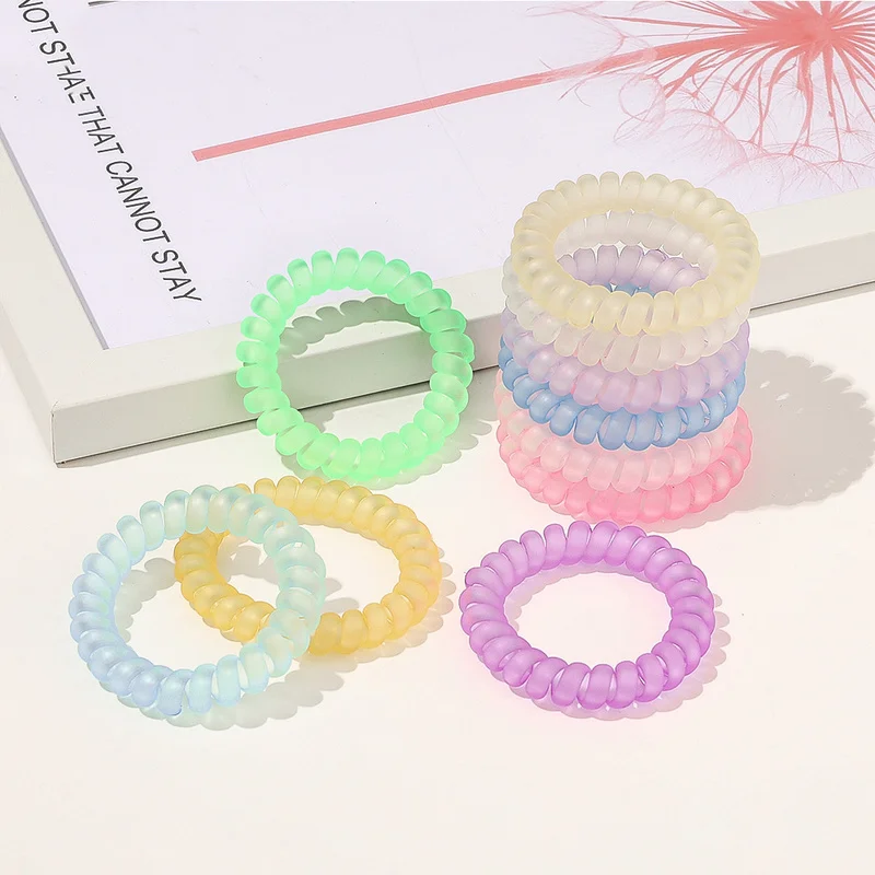

2pcs Transparent Frosted Hair Ties Rubber Elastic Hair Bands Telephone Cord Scrunchies Hair Rope Women Hair Accessories Headwear