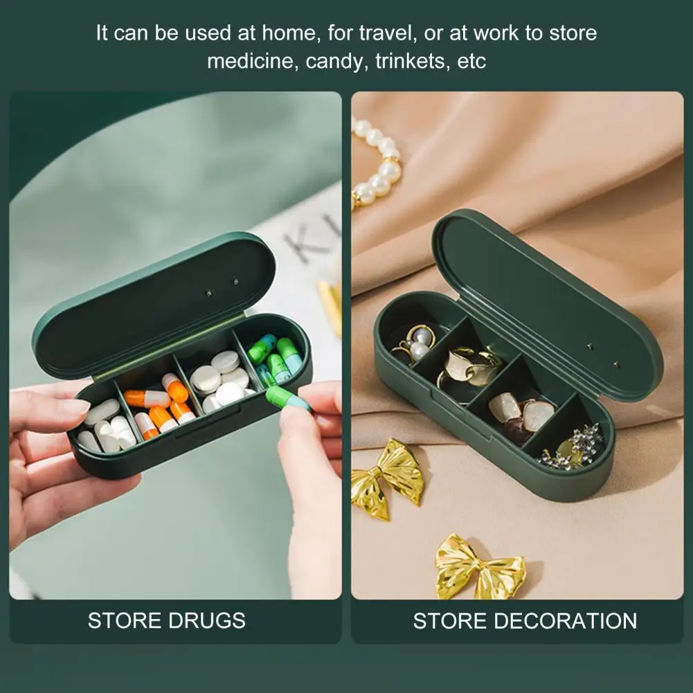 

Wonderful Pill Box Compact Long Lasting Strong Construction 4 Grids Pill Case Pill Organizer Pill Holder