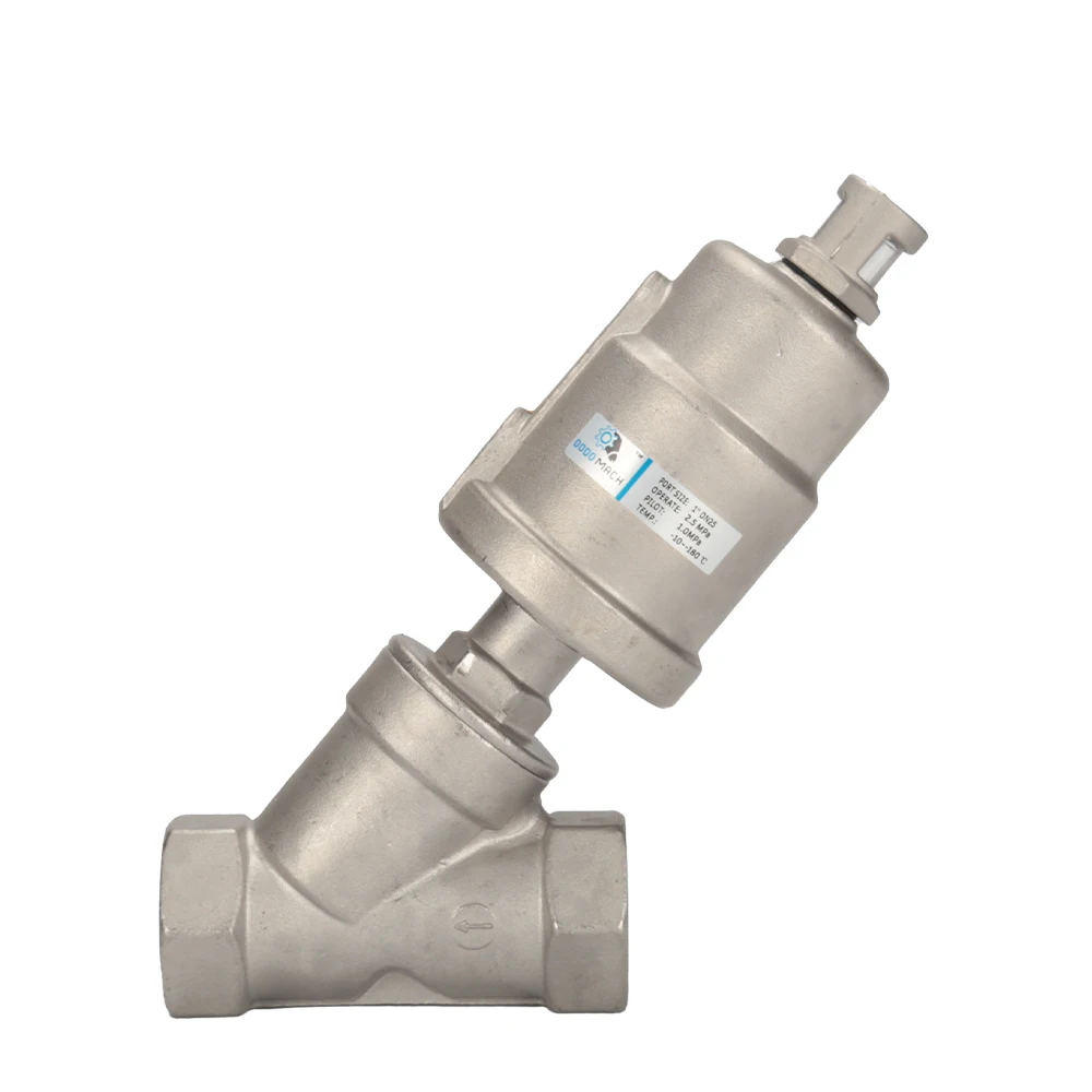 

DN100 3 1/2"Steel head Threaded Pneumatic Angle Seat Valve With SS304 316 Pneumatic Actuator