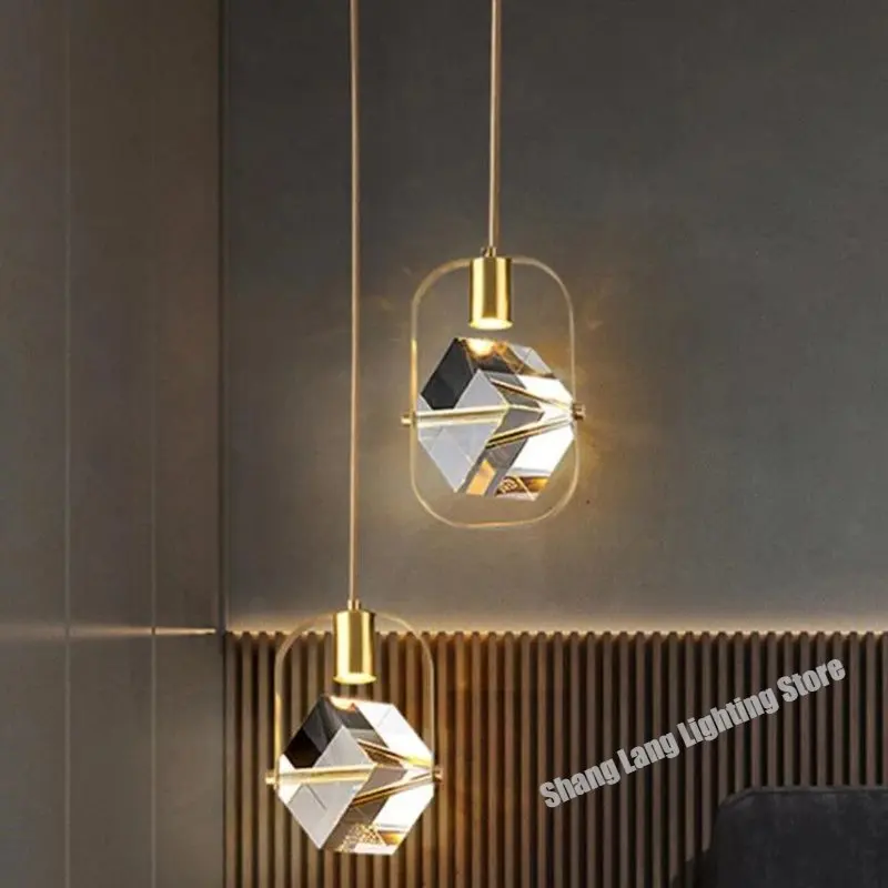 

Роскошная хрустальная люстра, Современная медная Подвесная лампа-проектор, настенная лампа для гостиной, прикроватный светильник, подвесн...