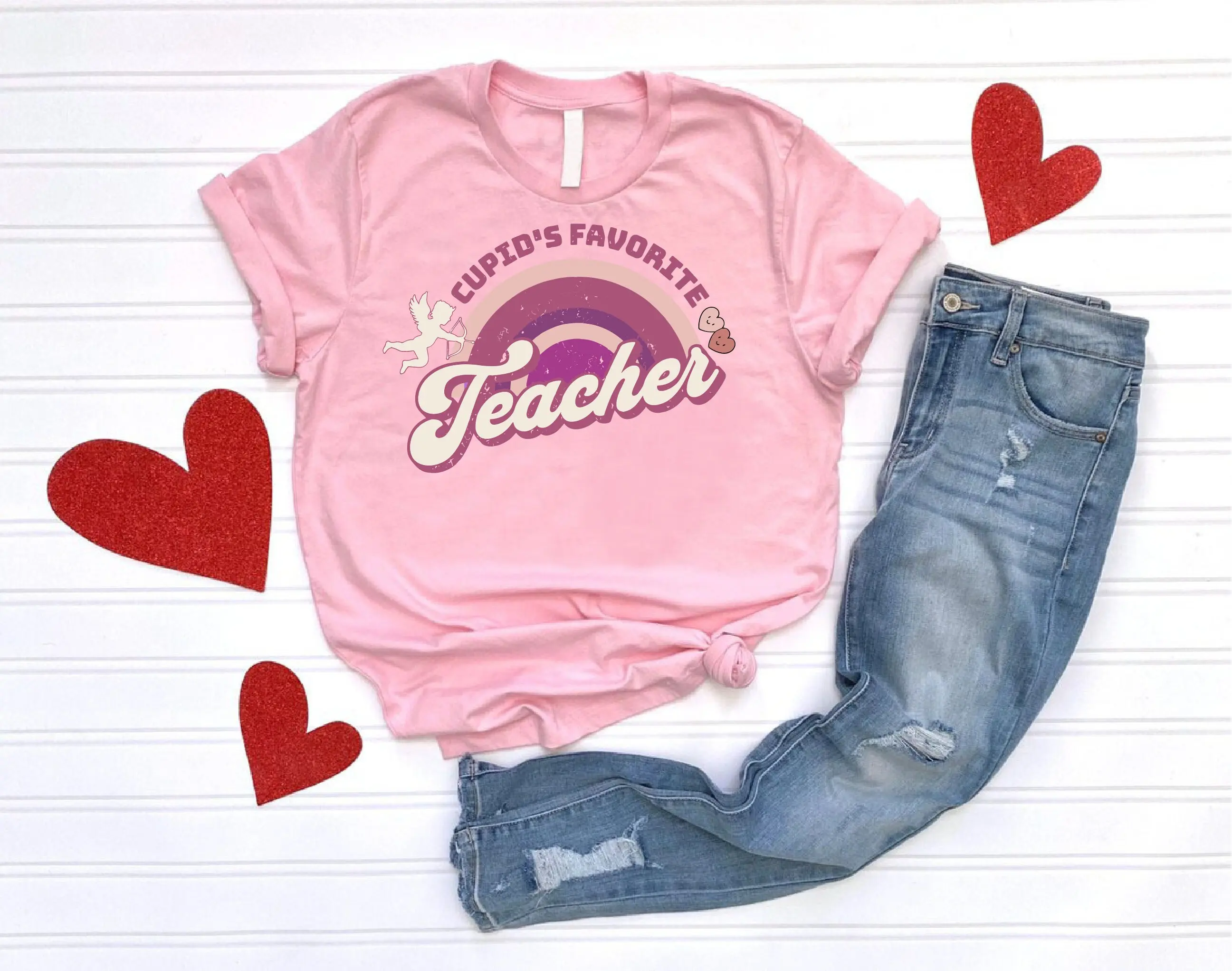 Футболка на День святого Валентина в стиле ретро любимая жизнь Купидона