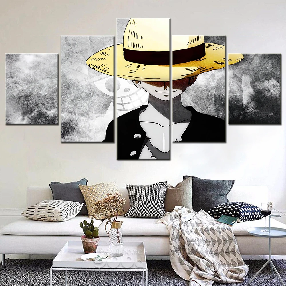 

5 Piece Manga Monkey D. Luffy Wall Art Canvas Set Japanese Anime Poster Modular Picture Home Decoration Living Room Painting