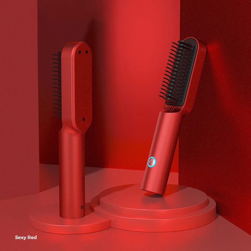 

New Heating Comb Wireless Mini Hair Straightener Brush Basique Sleek Hair Curler Bangs Curling Rod Beard Hairstyling Tool Iron