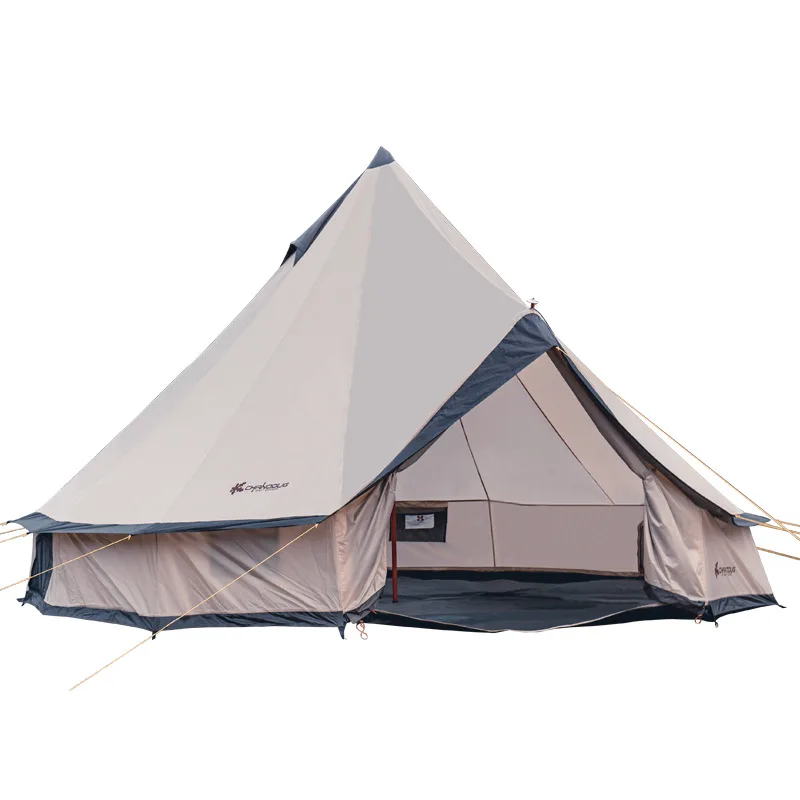 

Outdoor Camping Large Pyramid Tent 210D Waterproof Plaid Teepee Tent Four Seasons Yurt Tent Overnight Sunscreen Rainproof