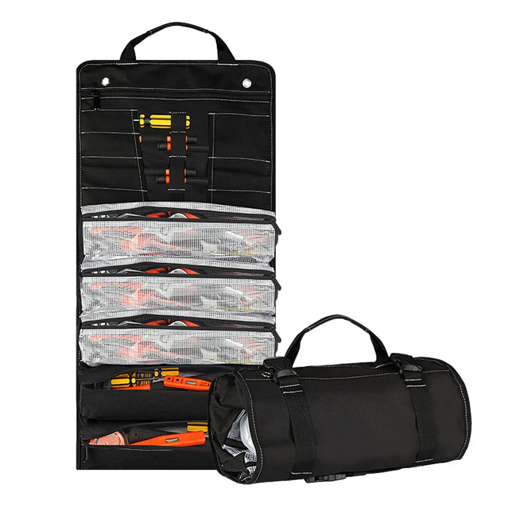 

Multi-pocket Oxford Cloth Tool Bag Rolled Roll Up Home Hanging Portable Hardware Tools Shoulder Organizer Complete Tool Bag