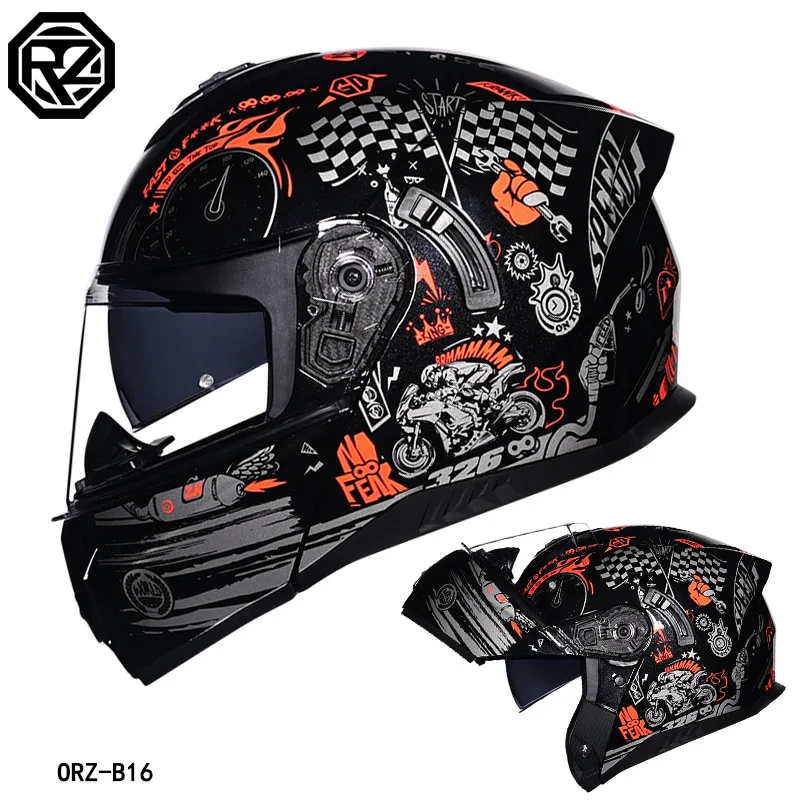 Модуль мотоцикла ORZ шлем с двойной линзой анфас для мотокросса одобренный DOT Moto