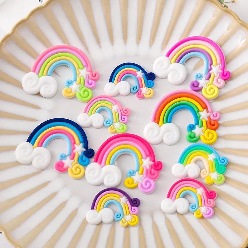 

10Pcs/set Cute Rainbow PVC Flexible Glue Flat Back DIY Scrapbook Embellishment Phone Craft Decoration about 2.4*3.5cm
